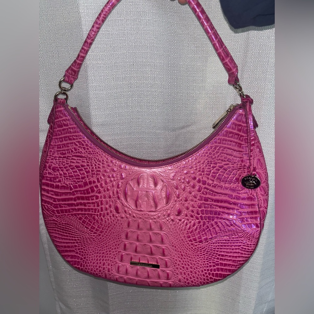 Brahmin Pink Iridescent Crocodile Embossed Women's Bag